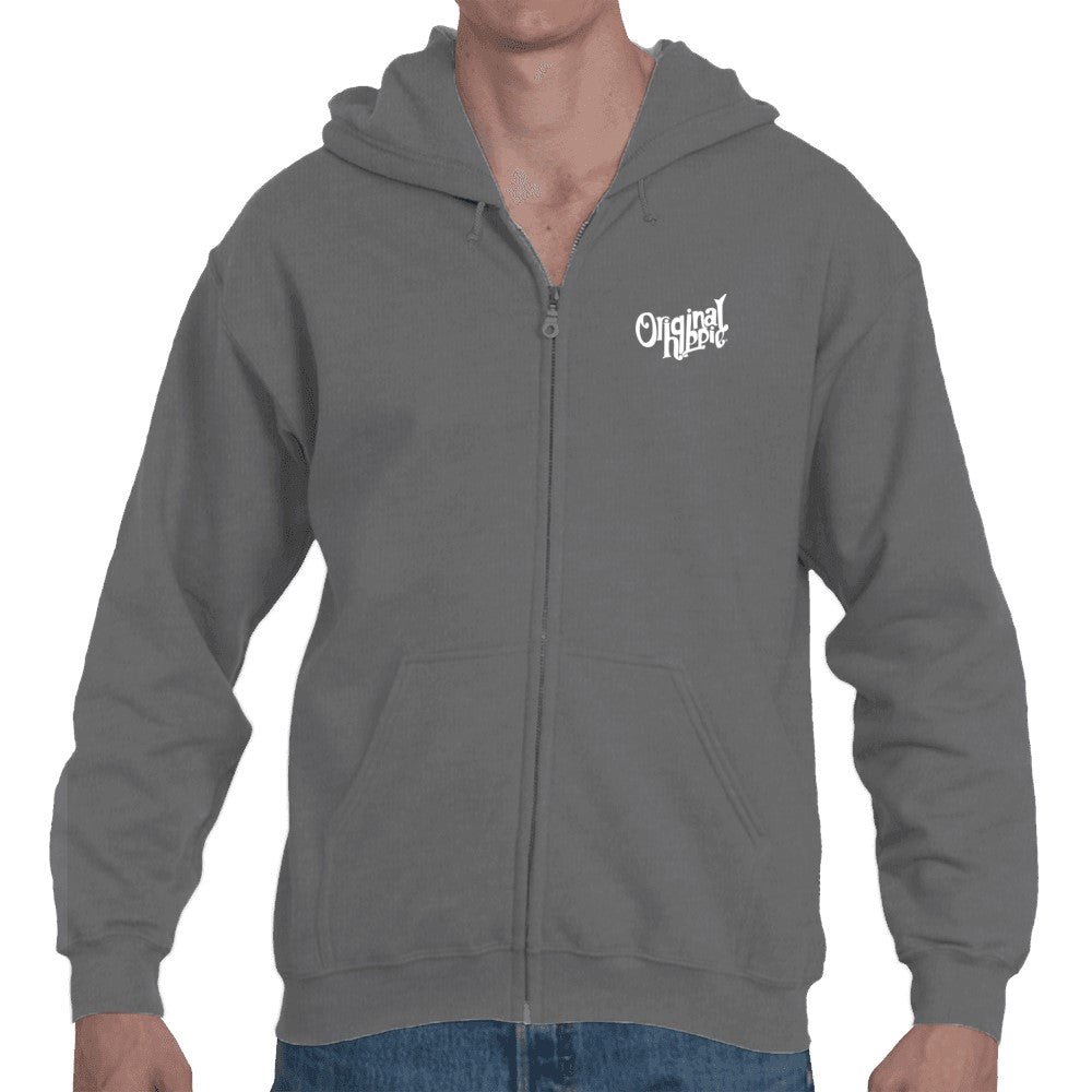 Original Hippie - Heavy Blend Zip Up Hoodie - Unisex - Dark Heather Grey